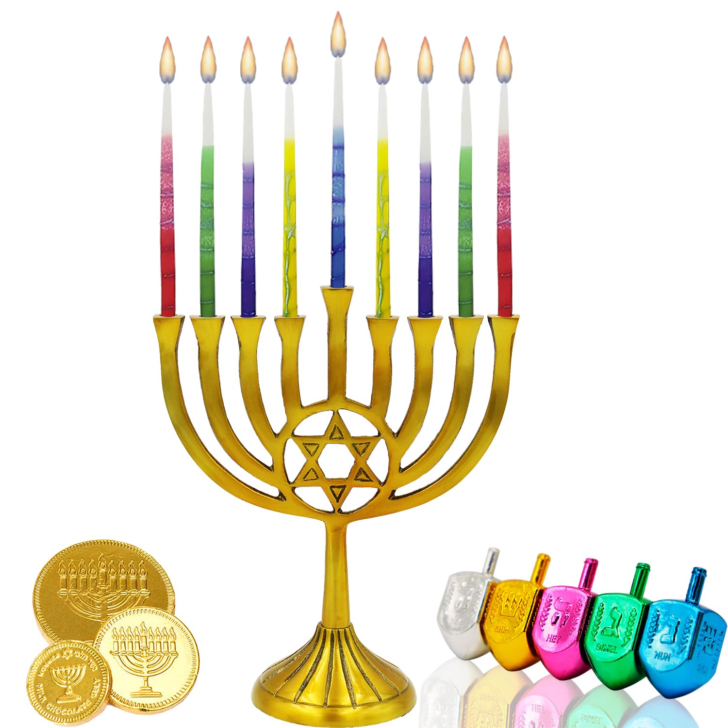Amazon.com: Dripless Hanukkah Candles, Multicolored Striped Deluxe